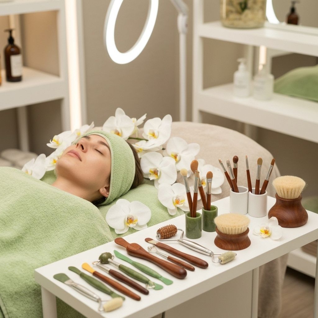 Spa facial setup at salon